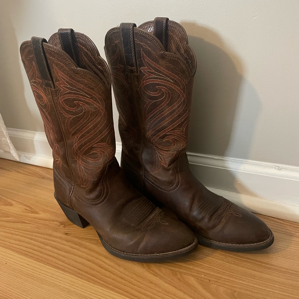 Ariat Round-Up R Toe Western Cowboy Boots Dark Toffee